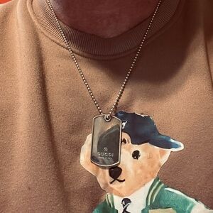 GUCCI DOG TAG & BALL CHAIN 925 STERLING SILVER W/ AUTHENTICATION CERT LISTED